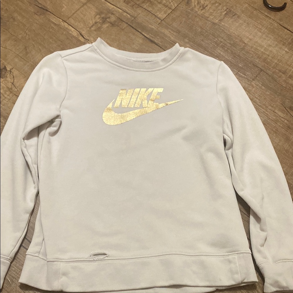 Nike Cream Sweatshirt with Gold Logo
